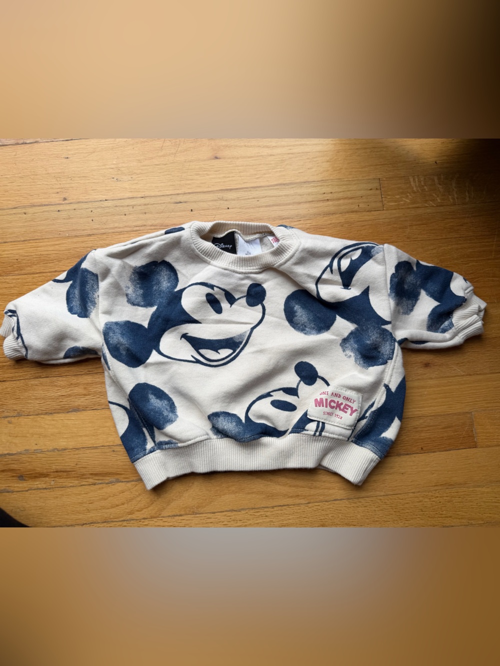 ZARA Mickey Mouse Beige & Navy Graphic Sweatshirt - Kids